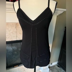 Idyllwind tank top black with gold stud trim, adjustable straps, NWOT, Size XS